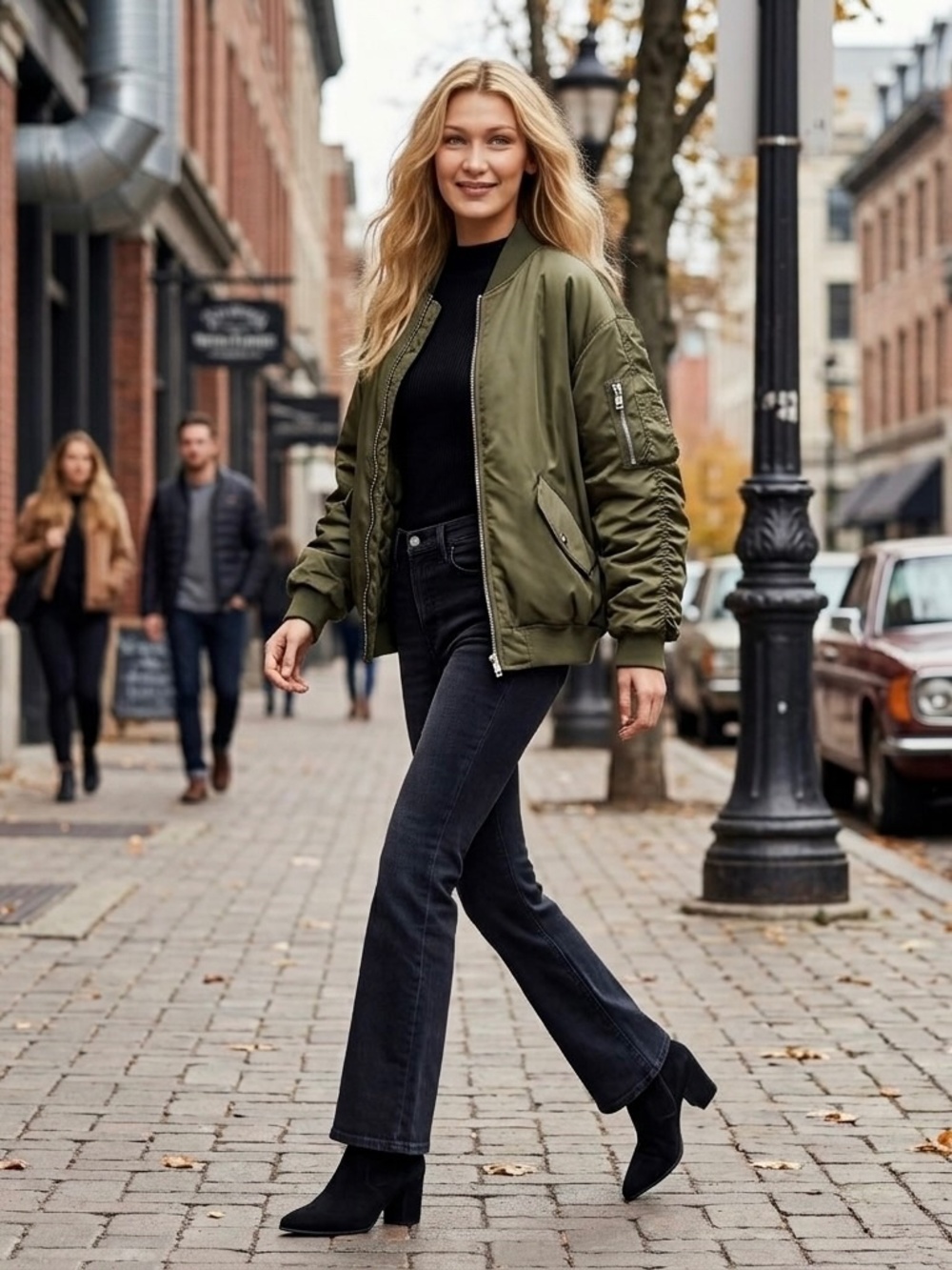 Ci Sono Olive Green Oversized Ruched Padded Bomber Jacket Streetwear Flight S